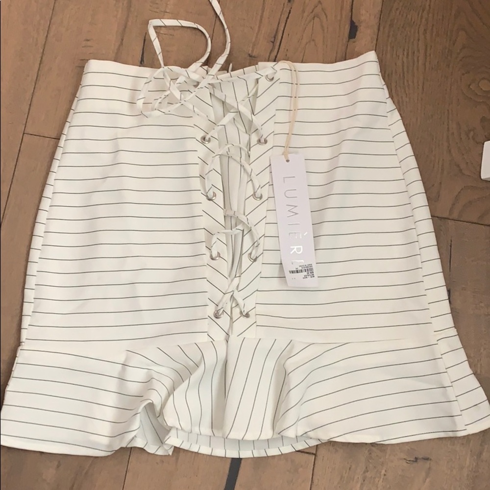 White and black striped skirt